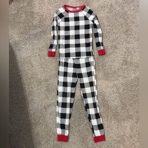 Holiday Time Black and White Plaid Pajama Set with Red Cuffs